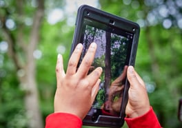 Using a tablet to observe nature