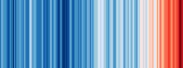 visualisation of global warming with blue to red stripes