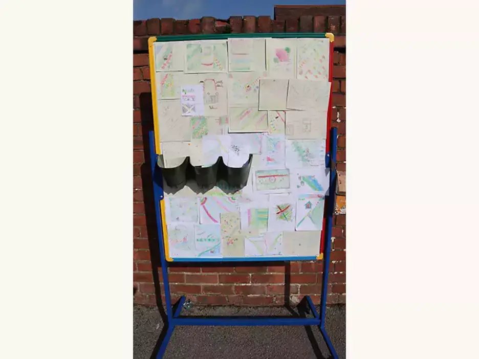 Pupil designs for a green wall on a noticeboard