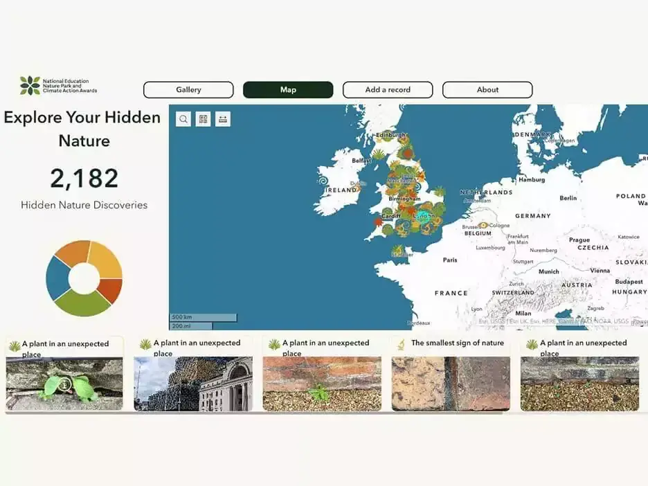 Map displaying Hidden Nature Challenge discoveries