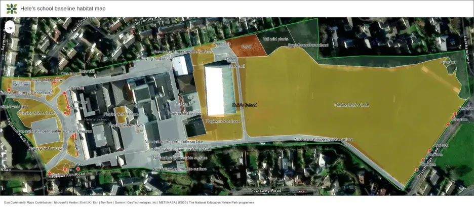 Hele's school baseline habitat map