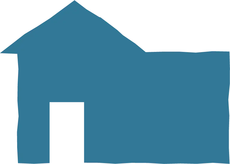 Blue illustration of a school building